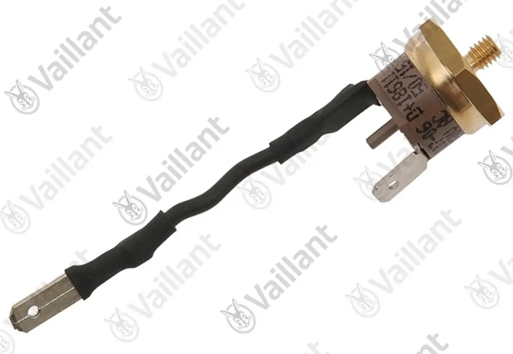 Vaillant Sicherheitstemperaturbegrenzer mit Anschlusskabel und zwei Kontaktstiften, zur sicheren Temperaturregelung in Heizgeräten.
